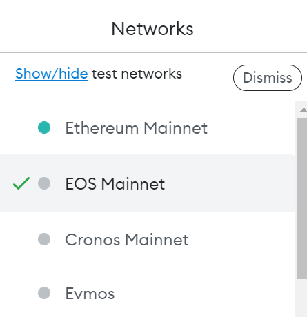 add eos to metamask